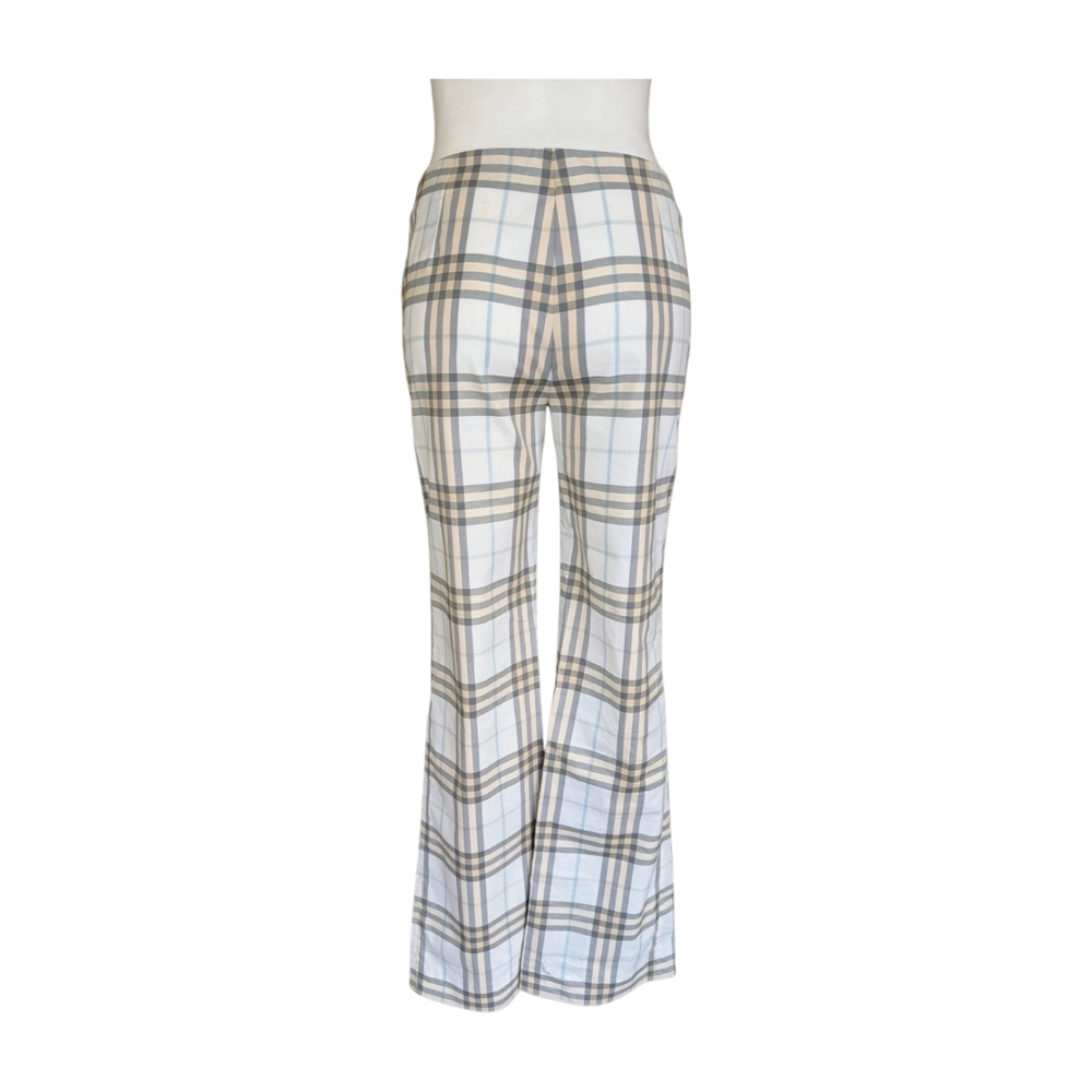 Burberry London Cotton Blend Novacheck Plaid Flare Pants Size‎ 6